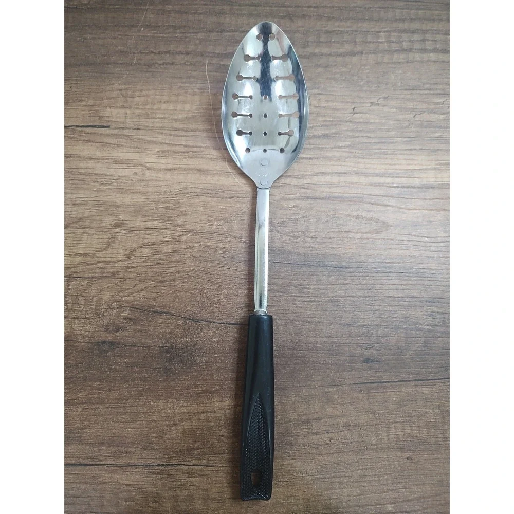 Ekco Slotted Serving Spoon Chromium Plated Black Handle 12